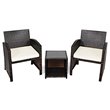 Pemberly Row 3-piece Patio Rattan/Wicker Sofas and Coffee Table in White Cushion