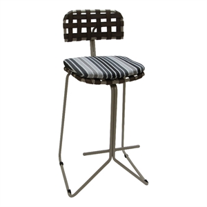 Pemberly Row Outdoor/Indoor Metal Bar Stool 30&quot-Gray Fabric-Beige Frame