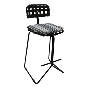 Pemberly Row Outdoor/Indoor Metal Bar Stool 30&quot-Gray Fabric-Black Frame