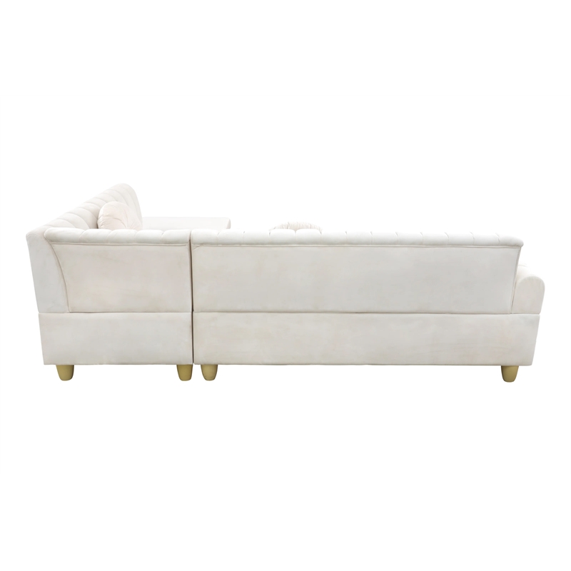 Pemberly Row 2Piece Sectional Microfiber White color L shape Elegant sofa pillow