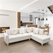 Pemberly Row 2Piece Sectional Microfiber White color L shape Elegant sofa pillow