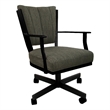Pemberly Row Swivel Metal Dining Caster Chair-Sanora Brown Fabric-Black Frame