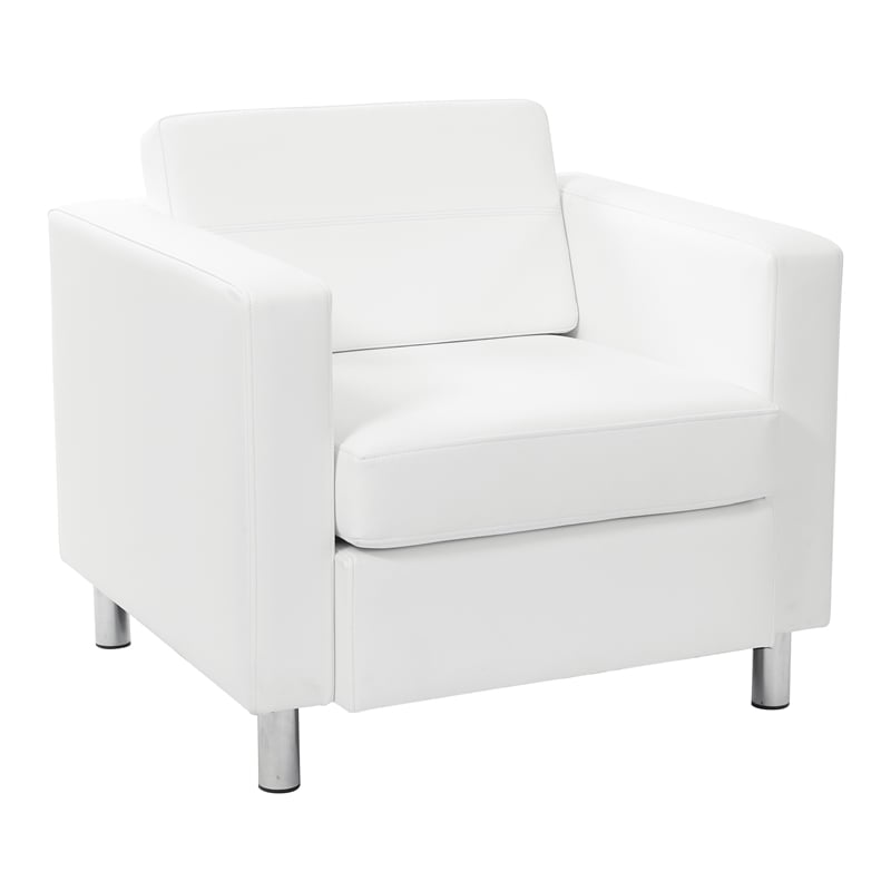 Pemberley Row Faux Leather Snow White Armchair Modern 32