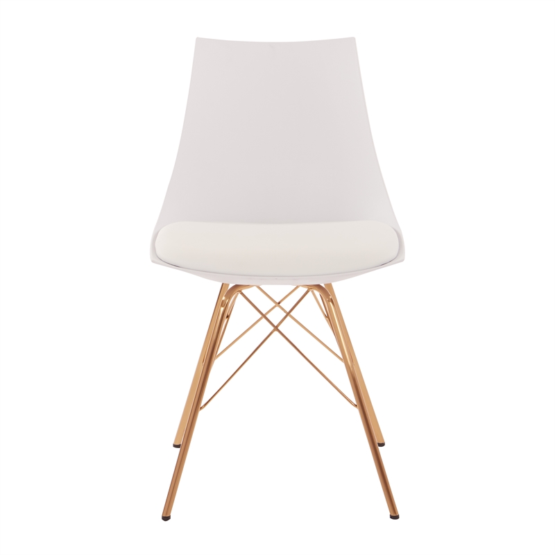 Pemberly Row Chair in White Faux Leather with Gold Chrome Base