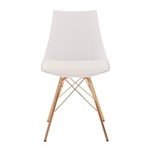 Pemberly Row Chair in White Faux Leather with Gold Chrome Base