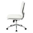 Pemberly Row Armless Mid Back Manager's Faux Leather Chrome Base Chair - White