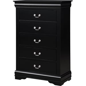 Pemberly Row Contemporary Chest with 5 Drawers in Black Finish