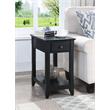 Pemberly Row Wood Accent Table with Storage Drawer and 1 Tier Shelf in Black