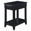 Pemberly Row Wood Accent Table with Storage Drawer and 1 Tier Shelf in Black