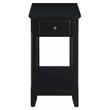 Pemberly Row Wood Accent Table with Storage Drawer and 1 Tier Shelf in Black
