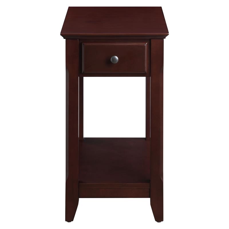 Pemberly Row Wood Accent Table with Storage Drawer and 1 Tier Shelf in Espresso