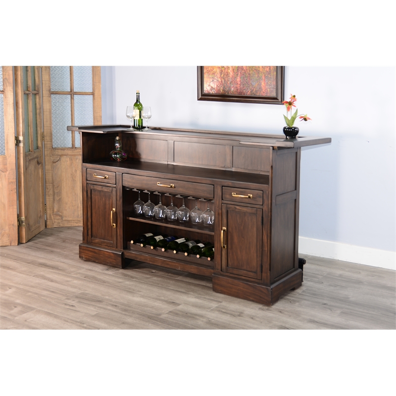 Pemberly Row Contemporary Coffee Bean Brown Finish Wood Home Bar