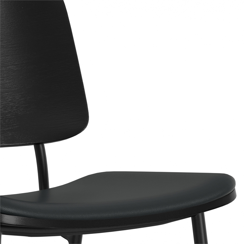 Pemberly Row Modern Urban Dining Chair (Set of 2) in Black Vegan Faux Leather
