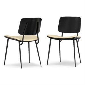 Pemberly Row Modern Urban Dining Chair (Set of 2) in Cream Vegan Faux Leather