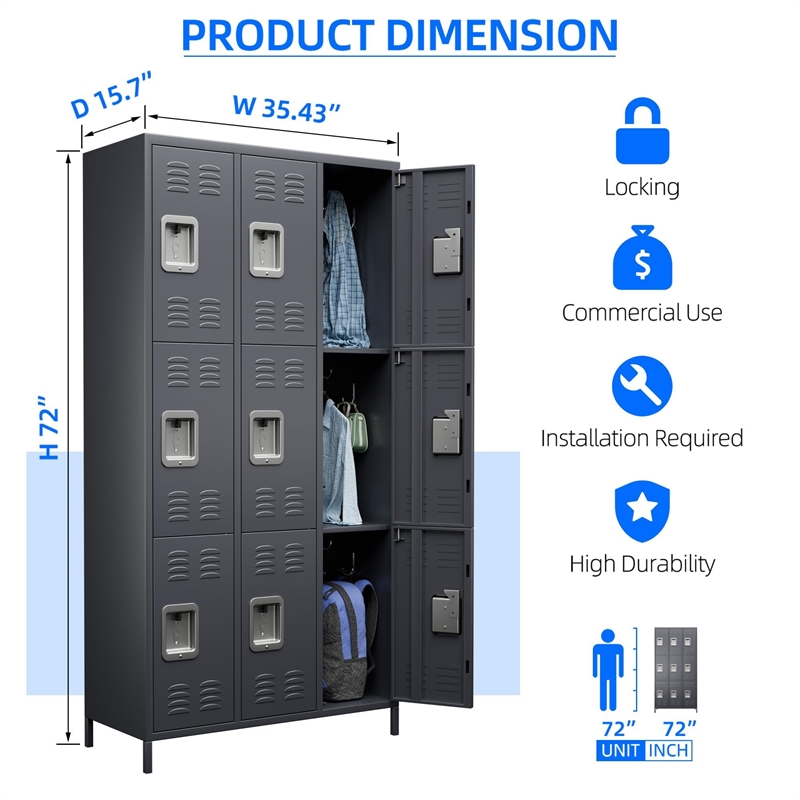 Pemberley Row Metal Dark Gray Locker Large Moisture-Proof 72