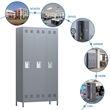 Pemberly Row Metal Locker with 3 Door for School and Employee Light Gray