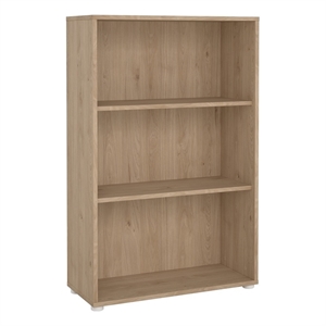 Pemberly Row Contemporary Adjustable 3 Shelf Bookcase in Jackson Hickory