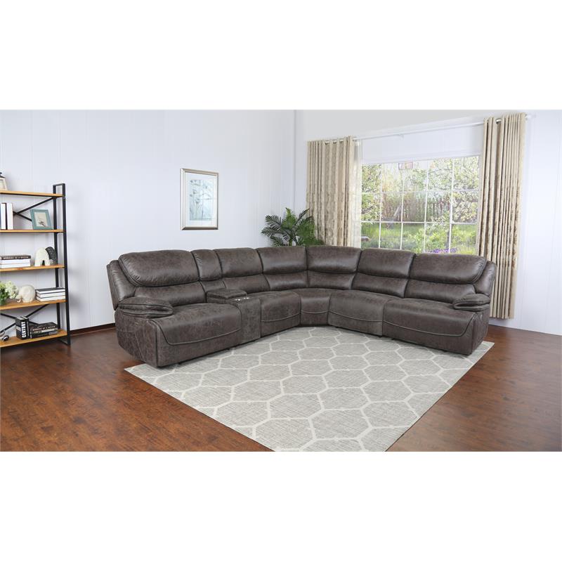 Pemberly Row Contemporary Plaza Smoke Gray 6-Piece Sectional
