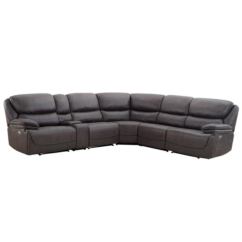 Pemberly Row Contemporary Plaza Smoke Gray 6-Piece Sectional