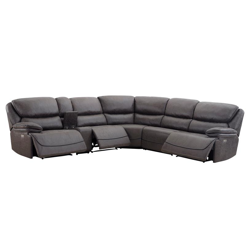 Pemberly Row Contemporary Plaza Smoke Gray 6-Piece Sectional