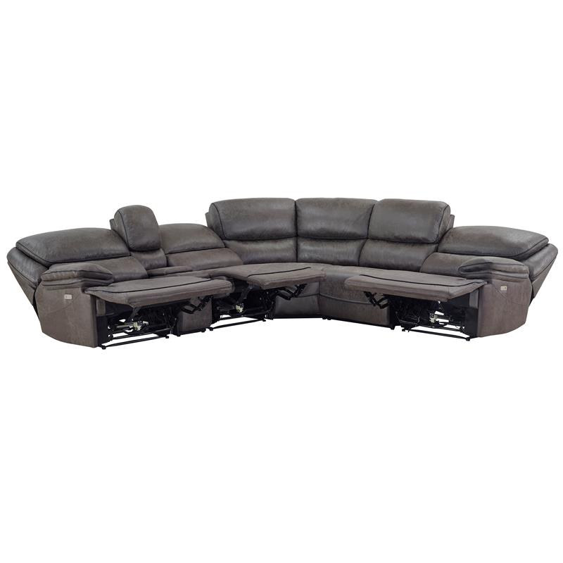 Pemberly Row Contemporary Plaza Smoke Gray 6-Piece Sectional