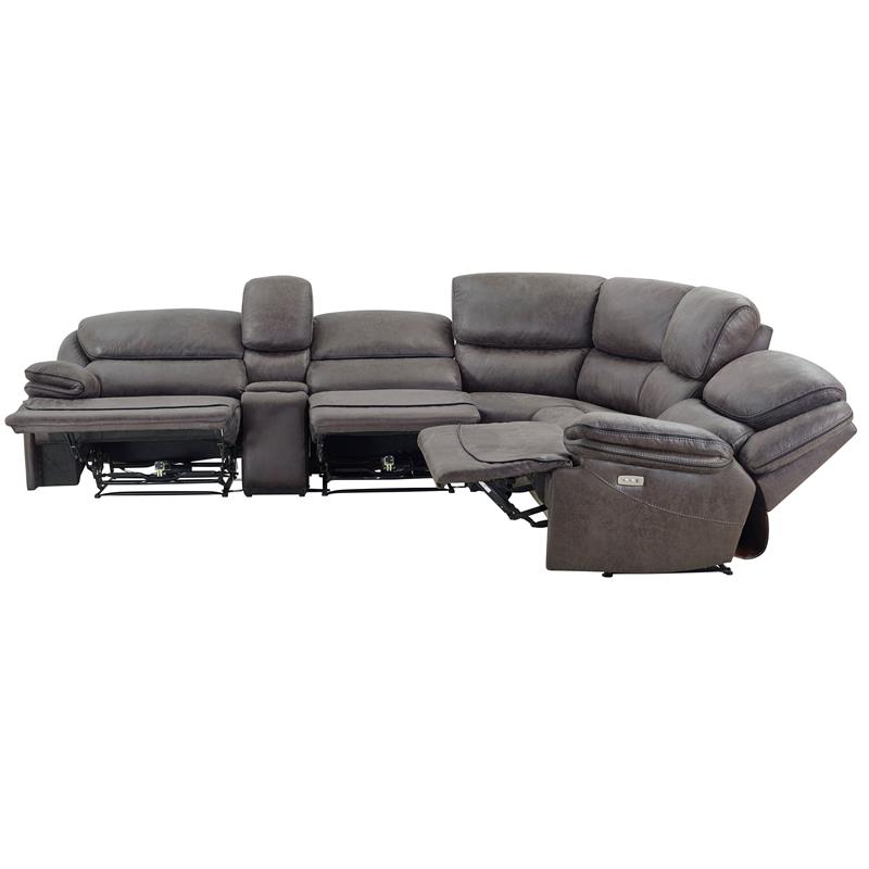 Pemberly Row Contemporary Plaza Smoke Gray 6-Piece Sectional
