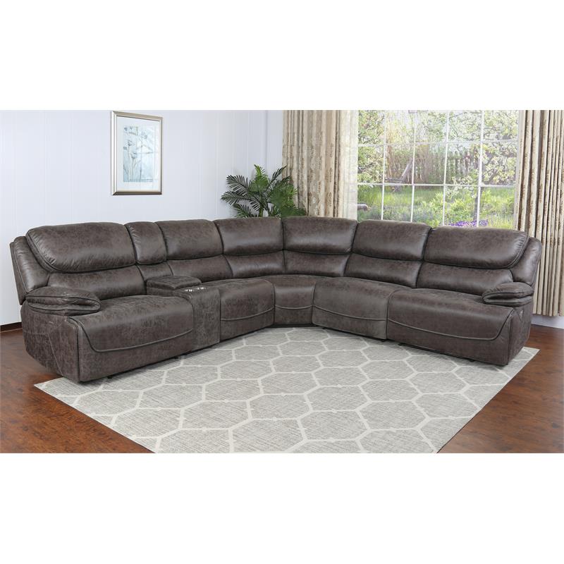 Pemberly Row Contemporary Plaza Smoke Gray 6-Piece Sectional