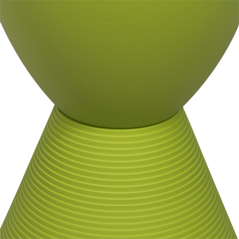 Pemberly Row Mid-Century Plastic Ribbed Round End Table in Green