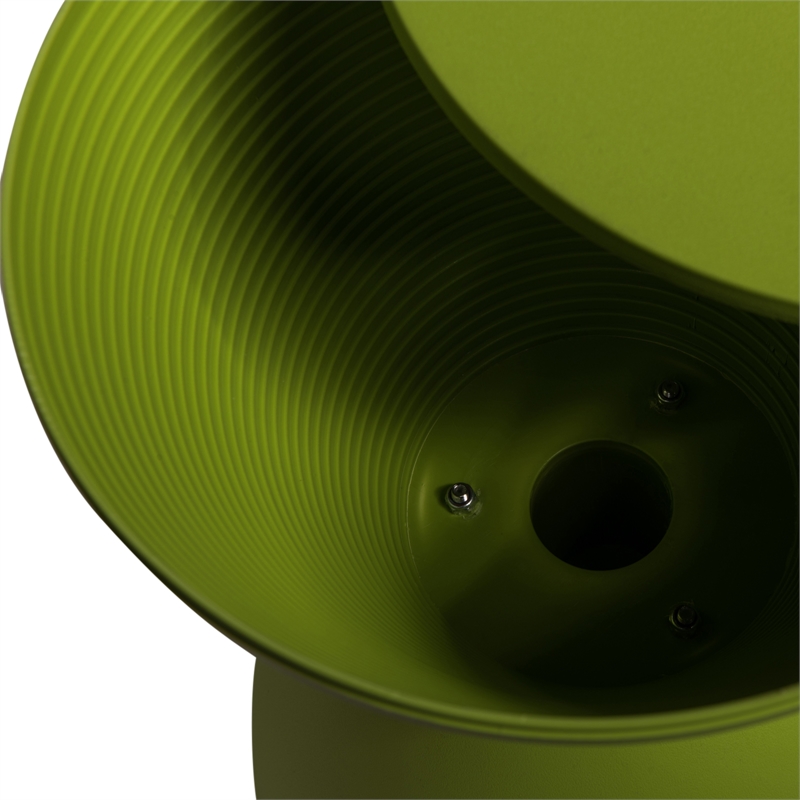 Pemberly Row Mid-Century Plastic Ribbed Round End Table in Green