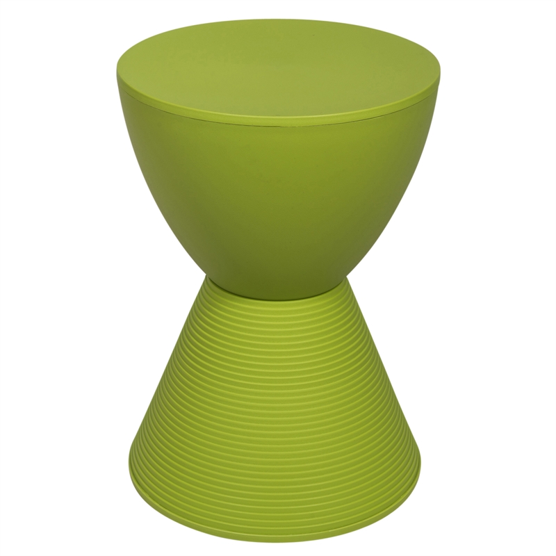 Pemberly Row Mid-Century Plastic Ribbed Round End Table in Green