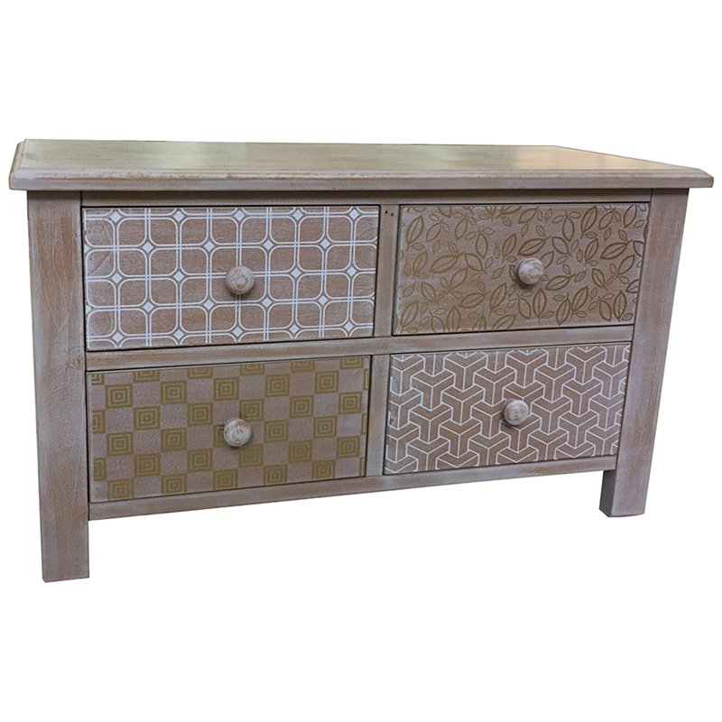Pemberly Row MDF Wood 4 Drawer Accent Chest in Distressed Natural