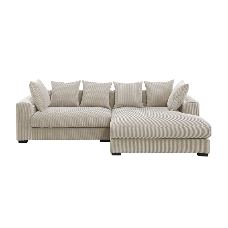 Pemberly Row 3 - Piece Upholstered Corduroy Sectional Sofa With Chaise-Beige