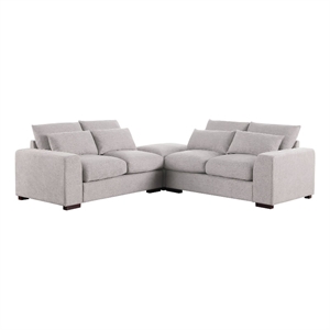 Pemberly Row Square Arm Modular Reversible Sectional Sofa & Ottoman-LightGray