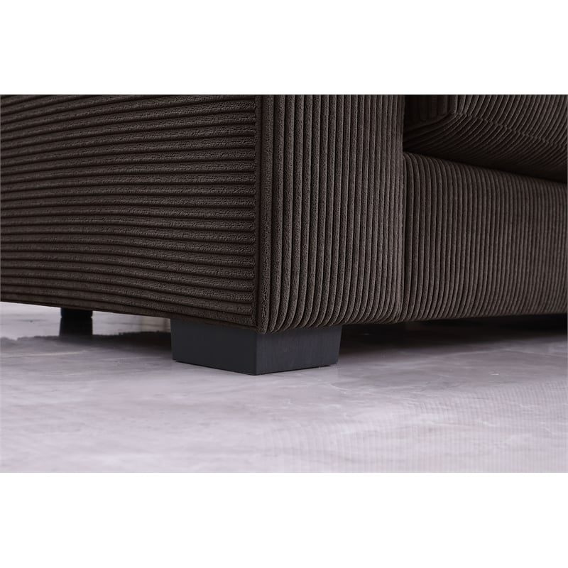 Pemberly Row 4-Piece Corduroy Sectional Sofa With Chaise & Ottoman - Brown
