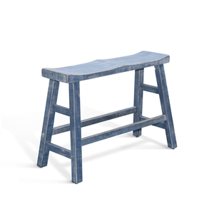 Pemberly Row 24&quot Farmhouse Mahogany Wood Bench in Ocean Blue