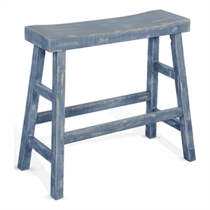 Pemberly Row 30&quot Farmhouse Mahogany Wood Bench in Ocean Blue