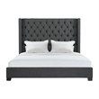 Pemberly Row Traditional King Tufted Upholstered Bed in Charcoal