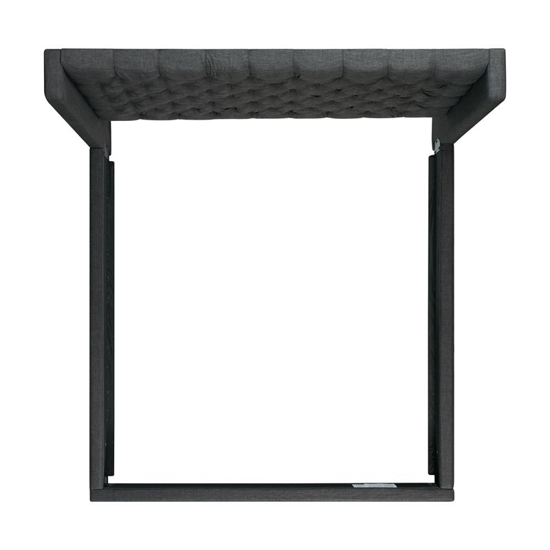 Pemberly Row Traditional King Tufted Upholstered Bed in Charcoal