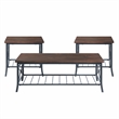 Pemberly Row Traditional 3-Piece Occasional Coffee Table and 2 End Tables Set