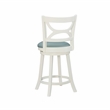 Pemberly Row Swivel Wood Counter Stool Set with PU Seat in Cream - Set of 3