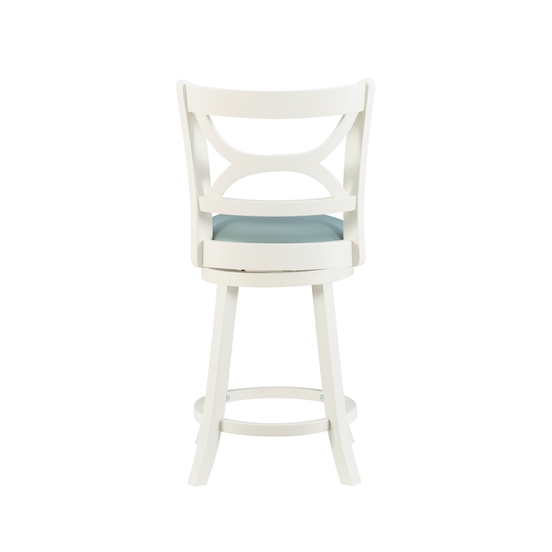 Pemberly Row Swivel Wood Counter Stool Set with PU Seat in Cream - Set of 3