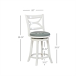 Pemberly Row Swivel Wood Counter Stool Set with PU Seat in Cream - Set of 3