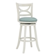 Pemberly Row Swivel Wood Bar Stool with PU Seat in Cream - Set of 3