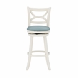 Pemberly Row Swivel Wood Bar Stool with PU Seat in Cream - Set of 3