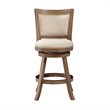 Pemberly Row 24'' Driftwood Wire Brush Bar Stool in Ivory - Set of 3