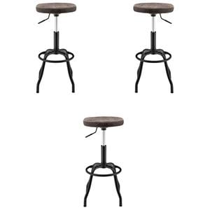 Pemberly Row 29&quot Metal Backless Bar Stool in Coffee Brown - Set of 3