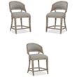 Pemberly Row Fabric Barrel Back Counter Stool in Soft Gray - Set of 3