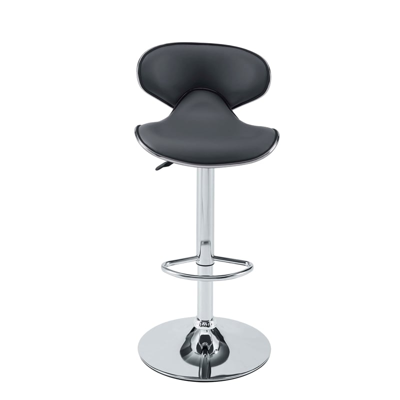 Pemberly Row Rounded Back Adjustable Metal Base BarStool in Gray - Set of 2