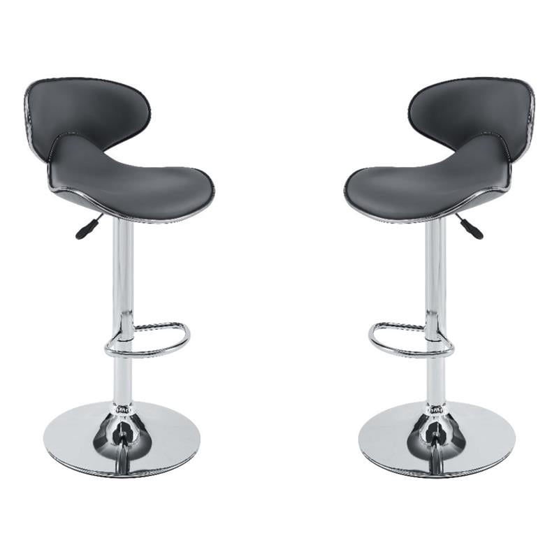 Pemberly Row Rounded Back Adjustable Metal Base BarStool in Gray - Set of 2
