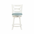 Pemberly Row Swivel Wood Counter Stool with PU Seat in Cream - Set of 2